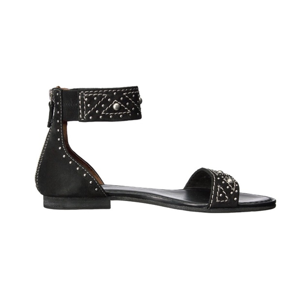 NIB FRYE Carson Deco Zip black studded sandal 7M 7 - Picture 4 of 7